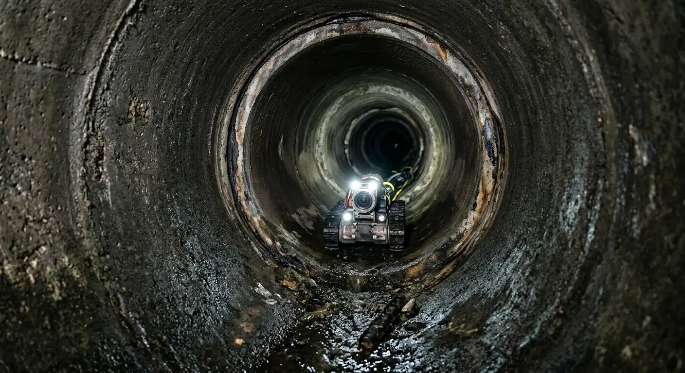 Robotic sewer camera inspecting pipe interior for Sewer Line Repair in South Park